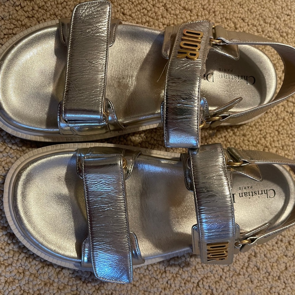 Dior Women’s Gold Sandals 39 - Picture 2 of 7